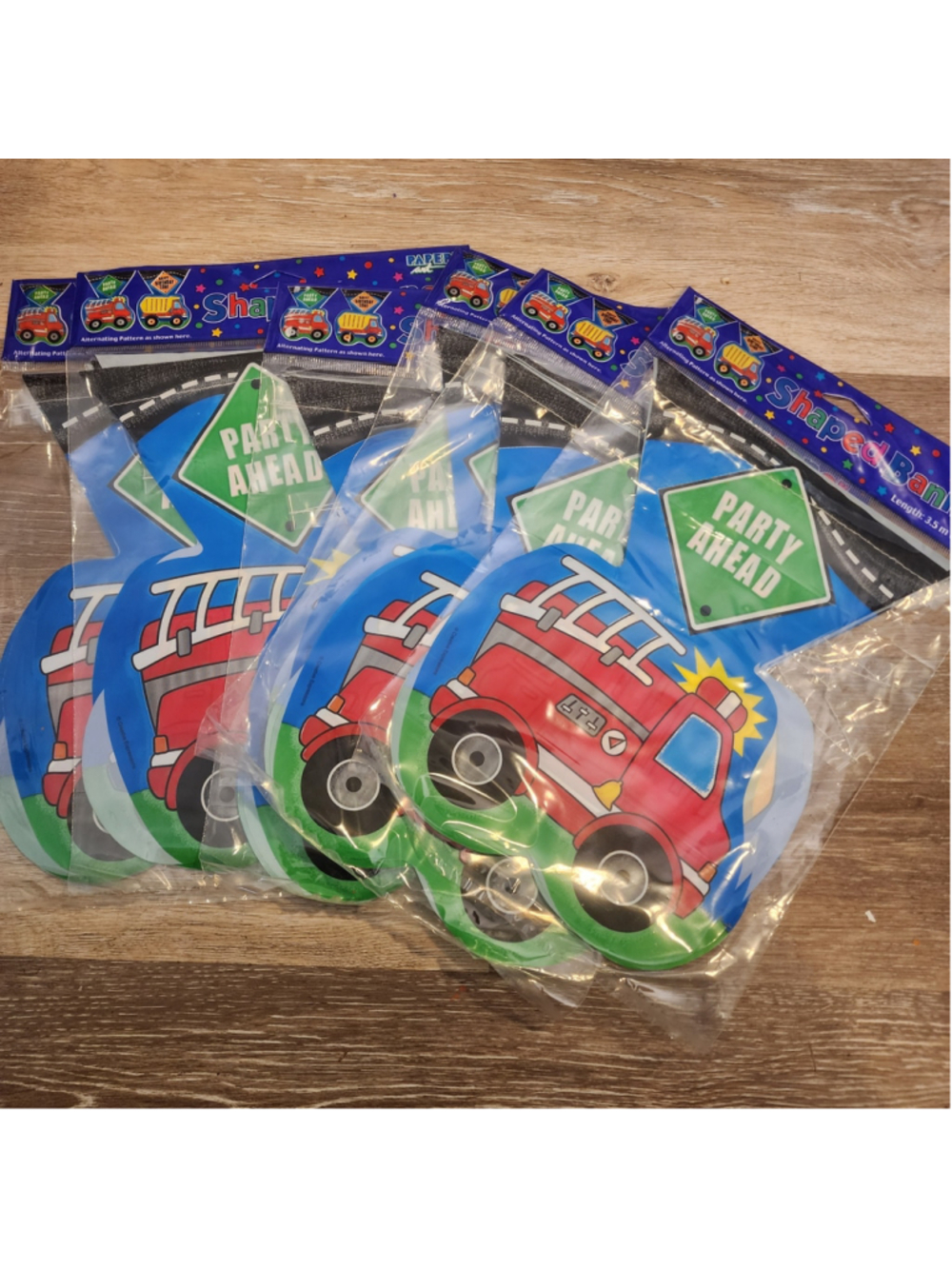 Fire Truck DumpTruck Birthday Shaped Banner Garlands. NOS. Lot of 6